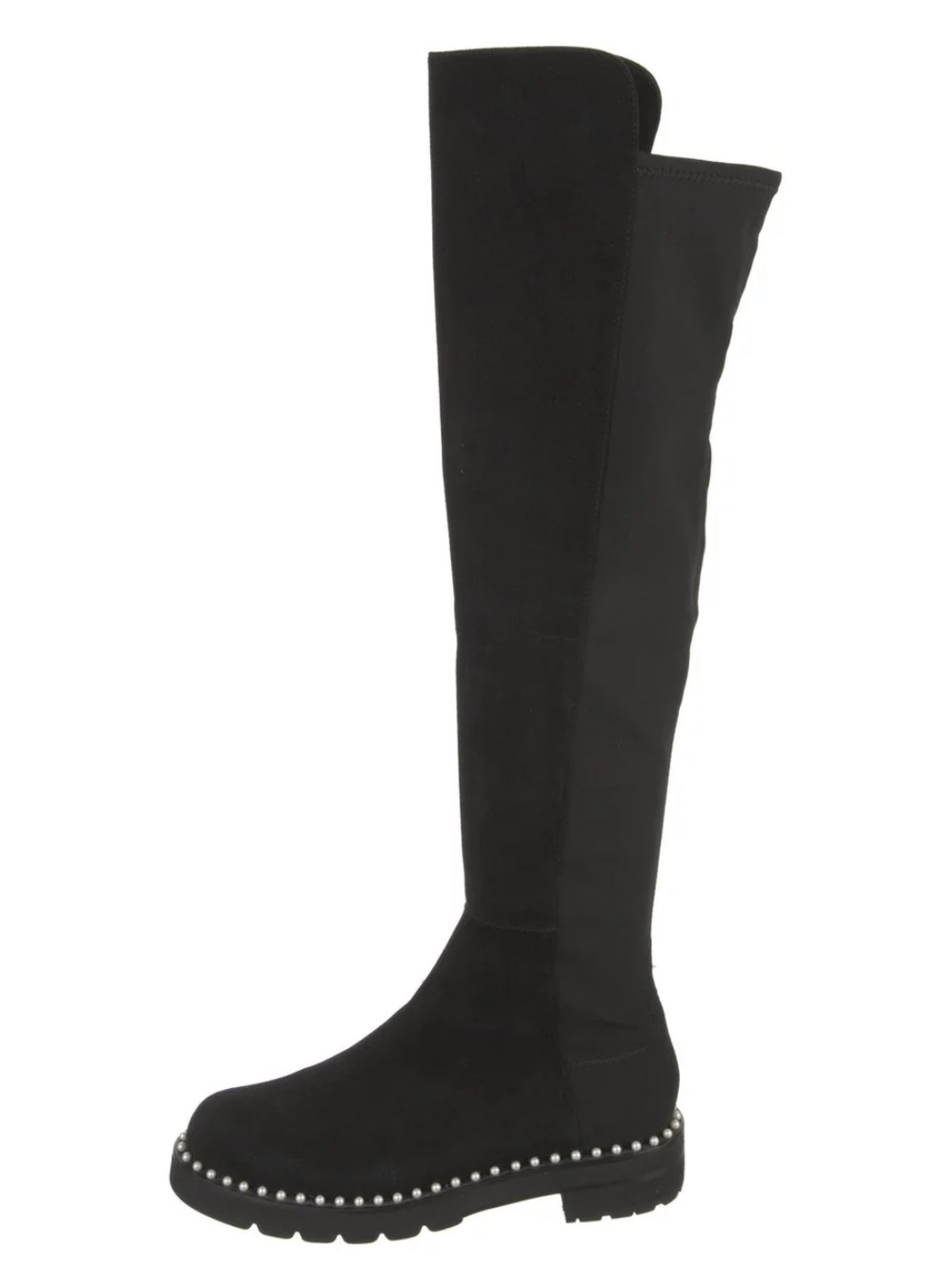 Stuart Weitzman Pearl Black Suede Riding Boots